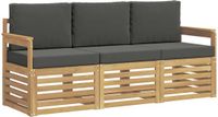vidaXL - Bank loungeset - Massief Acacia Hout - Wit en Antracietkleurig - 4 zitplekken