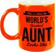 Bellatio Decorations Shoppartners Bv Tante cadeau mok / beker This is what the worlds greatest aunt looks like - neon oranje - verjaardag / bedankje