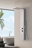 Douchekolom 125 x 20 cm chroom met waterval en regendouche roestvrij staal douchesysteem met mechanische messing mengkraan, handdouche, ABS regendouche 5 x 10 sproeiers, 1,5 m roestvrijstalen