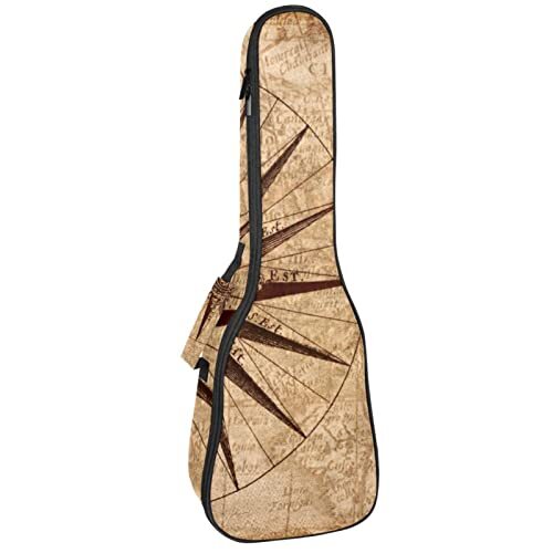 Mersov Tenor Ukulele Gigbag Waterdichte Ukelele Case Gewatteerde Rugzak, Geweldig voor Sopraan Concert (21/23/24") Vintage Kompas Kaart Antiek