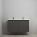 On-Line Meuble bas - 120 cm - Kit - 2 portes sans poignée - Lavabo en porcelaine - 2 trous de robinet - Noir mat