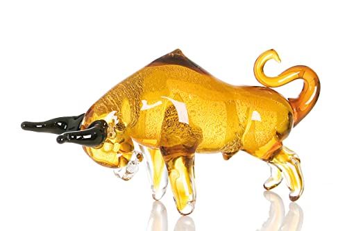 Casablanca Glazen beeld - stier - geschenkidee bruin, H. 16 cm L. 33 cm
