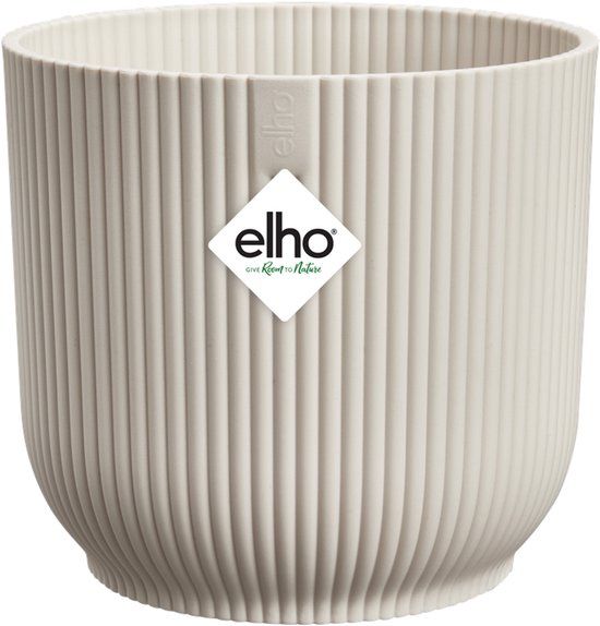 Elho Vibes Fold Rond 25 - Bloempot voor Binnen - 100% Gerecycled Plastic - Ø 25,0 x H 23.0 cm - Linen white
