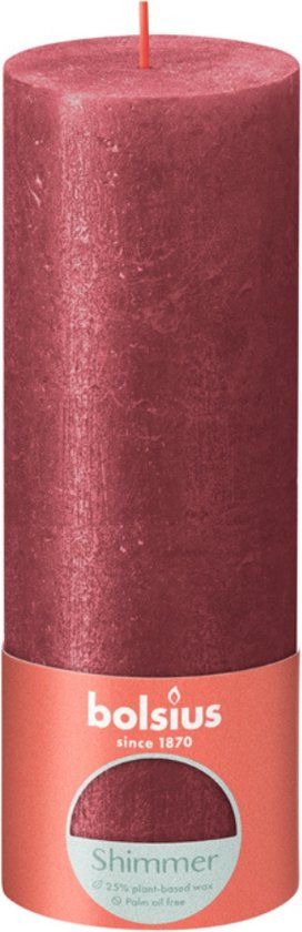 Bolsius Stompkaars Shimmer Red - 19 cm