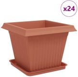 vidaXL Plantenpotten - 24 stuks - Baksteenrood - 43 x 43 x 33,5 cm - Kunststof