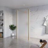 FortiFura Galeria Vrijstaande Inloopdouche - 90x200cm - Mat glas - Antikalk - 8mm Veiligheidsglas - Messing Geborsteld (Goud)