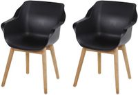 Hartman Sophie Armchair Garden Chair with Armrest - Black - Set of 2 - Teak Base