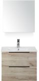 BES LED Seville Badmeubelset 60 cm - Craft Oak Edge Greep - Wastafel Enjoy met Spiegelkast