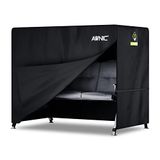Awnic Schommelhoes, beschermhoes, afdekzeil, 3-zits, waterdicht, weerbestendig, terras, afdekzeil voor schommelbank met trekkoord, 420D, 210 x 125 x 170 cm