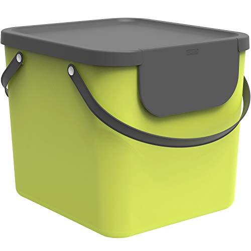 Rotho Babydesign Albula Afvalscheidingssysteem 40l voor de keuken, Kunststof (PP) BPA-vrij, lichtgroen/antraciet, 40l (40.0 x 35.8 x 34.0 cm)