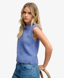 Superdry Débardeur en tricot brossé pour femme Bleu Taille : 38