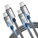 2 USB-C-naar-USB-C-kabel, 2 stuks, 2 m + 2 m, 100 W, PD snellaadkabel, nylon