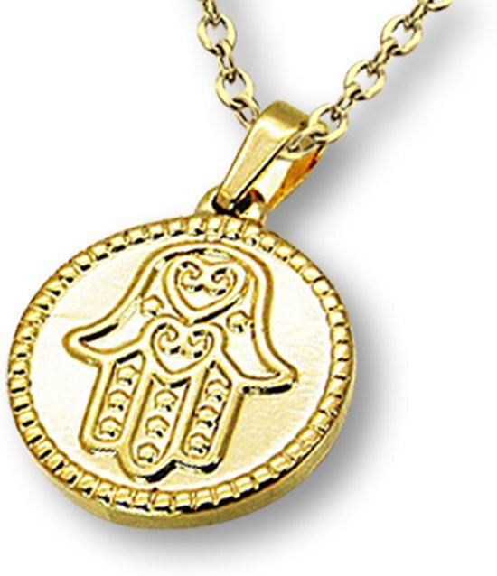 Amanto Ketting Dilnaz Gold - Dames - 316L Staal Goud PVD - Hamsa - 17 mm - 45 cm