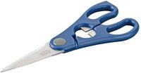 Tasty Kitchen Scissors – Premium roestvrijstalen huishoudschaar met flesopener, 20 x 8 cm, ideaal voor alle knipwerkzaamheden in de keuken en het huishouden, grijs/blauw/zilver