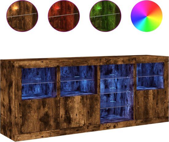 vidaXL Dressoir met LED-verlichting 164x37x67 cm gerookt eikenkleurig