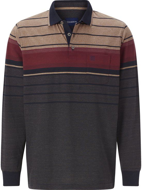 Babista heren Poloshirt Met Lange Mouwen - 60/62 - donkerblauw - Plus Size