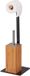 Merkloos Toiletbutler van bamboe en metaal 60 x 20 x 20 cm naturel-zwart met wc rolhouder en toiletborstelhouder