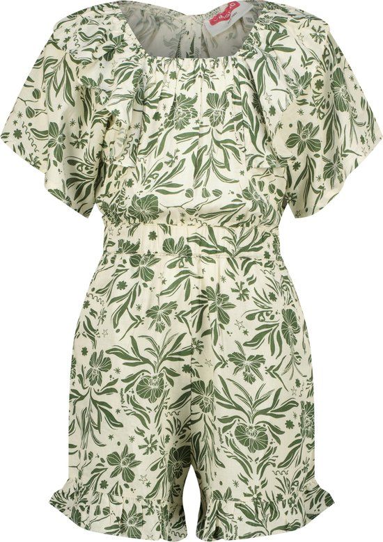 Vingino Palindy Meisjes Playsuit Katoen Linnen Multicolour Sand Maat 12