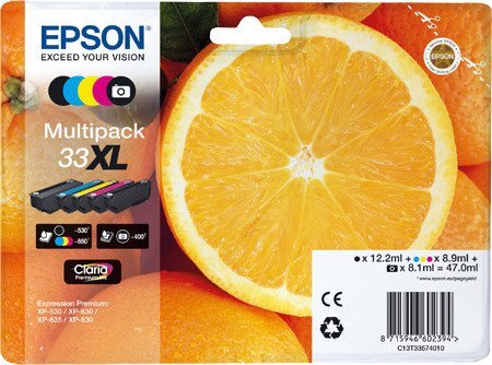 Epson Oranges 33XL CMYK/PHBK 5-pack single pack / cyaan, foto zwart, geel, magenta, zwart