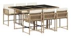 vidaXL 7-delige Tuinset met kussens, polyrattan, beige