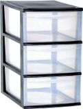 EDA Ladenkast/bureau organizer - zwart - stapelbaar - A4 formaat - met 3 lades