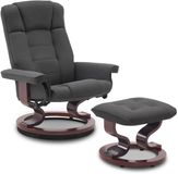 Mcombo Relaxstoel met Hocker 9019 Donkergrijs Microvezel
