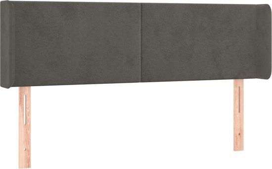vidaXL Hoofdbord met randen 147x16x78/88 cm fluweel donkergrijs