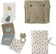 Vertbaudet 8-delige kraamcadeauset: 1 rammelaar, 1 aankleedkussen, 5 doekjes, 1 etui