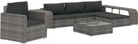 vidaXL 8-delige Loungeset met kussens poly rattan grijs