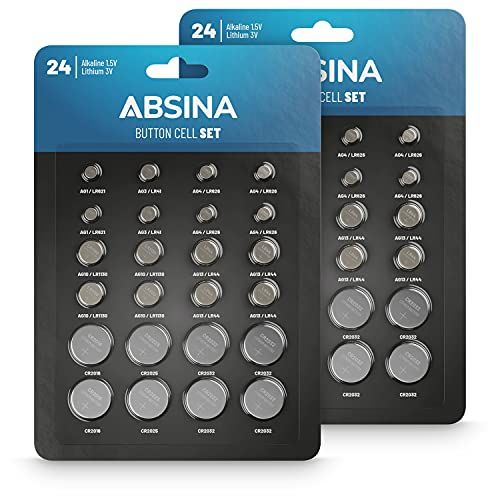 ABSINA Set van 48 alkaline & lithium knoopcellen - Knoopbatterijen