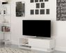 Hanah Home Moderne witte tv-standaard, 120 cm, 100% melamine gecoat, 18 mm dik, wandmontage, meerdere planken, stijlvol en functioneel design