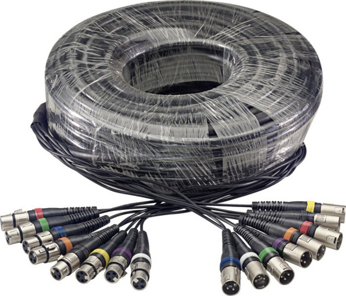 Stagg multikabel - 8 x xlr f./ 8 x xlr m - zwart - 30 mtr