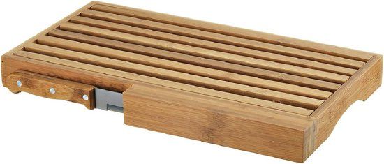 Zeller Snijplank/broodplank met kruimelbak en mes - bamboe - 40 cm