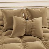 PETTI Artigiani Italiani - Fluwelen strikkussen, knoopkussen, bekleding voor bank en bed, afneembare overtrek met ritssluiting, taupe 45 x 35 cm, 100% Made in Italy