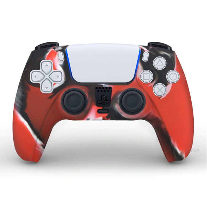 Stuff Certified Antislip Hoes / Skin voor PlayStation 5 Controller Case - Grip Cover PS5 - Camo Rood