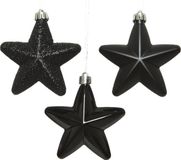 Decoris Ster Plastic Glans-Mat-Glitter Zwart 2x7.5x7.5cm