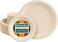 Häago Haago – 90 Bagasse Borden (2 Maten: 26cm & 18cm, 45 van Elk) – Stevig, Stijf & Lekvrij – Biologisch Afbreekbaar & Thuis Composteerbaar
