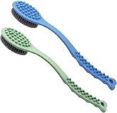 Bol Bad Borstel - Zachte & Comfortabele Droge Huid Body Massage Borstel - Handheld Douche Borstel Terug Exfoliatie Borstels - 14 inch (Bleu et Vert)