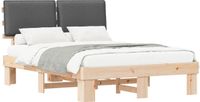 vidaXL Bedframe with Upholstered Headboard Dark Grey 135 x 190 cm