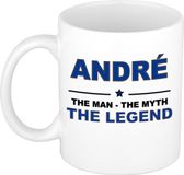 Bellatio Decorations André cadeau mok - man myth legend - naam koffiemok / beker - wit en blauw - 300 ml - verjaardag