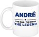Bellatio Decorations André cadeau mok - man myth legend - naam koffiemok / beker - wit en blauw - 300 ml - verjaardag