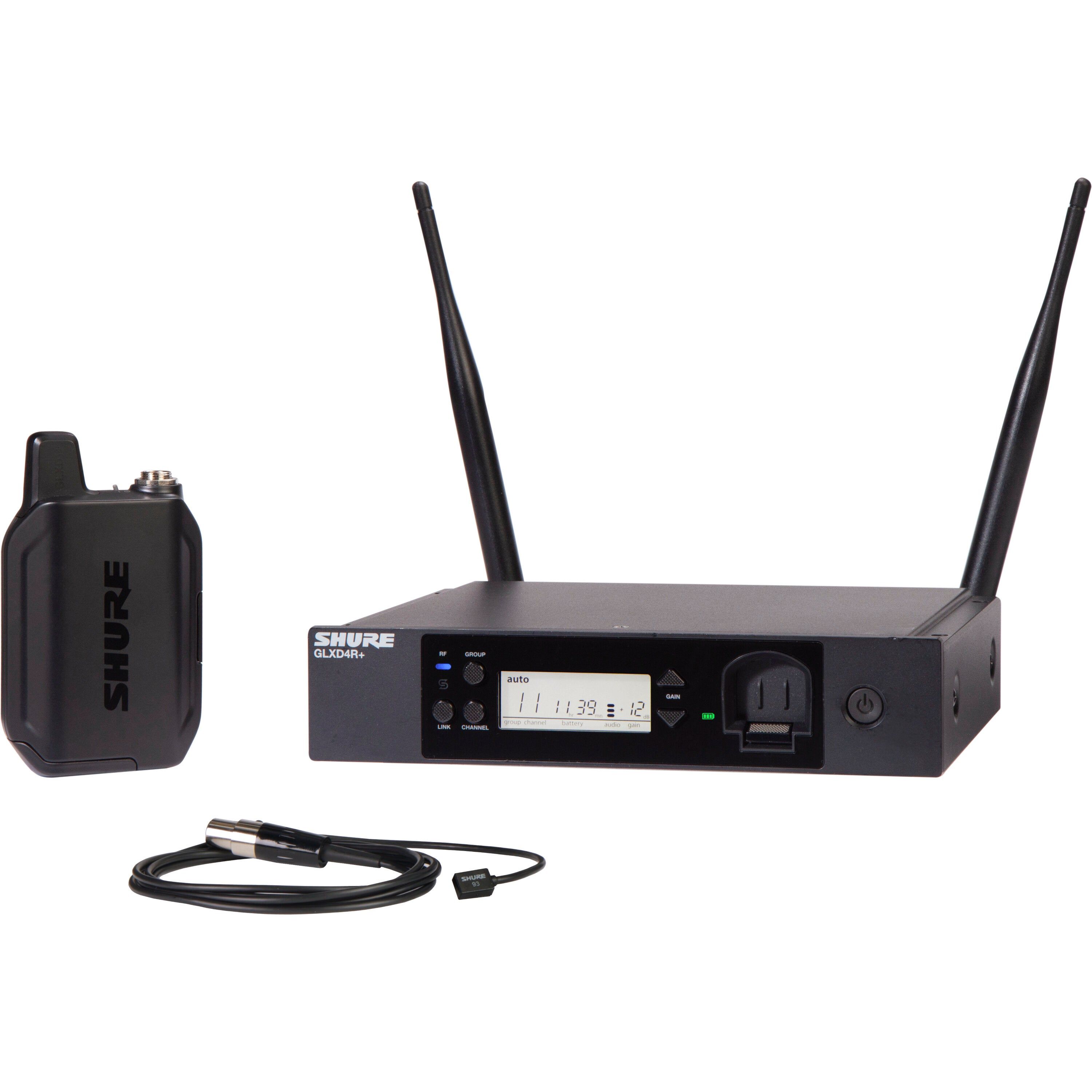 Shure GLXD14R+/93 Draadloos Racksysteem met WL93-Dasspeldmicrofoon