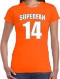 Bellatio Decorations Shoppartners Bv Oranje t-shirt voor dames - Superfan nummer 14 - Nederland supporter - EK/ WK shirt / outfit XXL