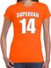 Bellatio Decorations Shoppartners Bv Oranje t-shirt voor dames - Superfan nummer 14 - Nederland supporter - EK/ WK shirt / outfit XXL