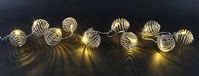 Led-kogelslinger, lichtketting, 1 meter, 10 leds, warm wit, lampion, zilver, voor binnen, kamer, decoratie, op batterijen, kerstdecoratie, slinger, ketting, lichtslinger