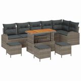 vidaXL - Tuinbank - Set - 10 - st - Grijs - poly - rattan
