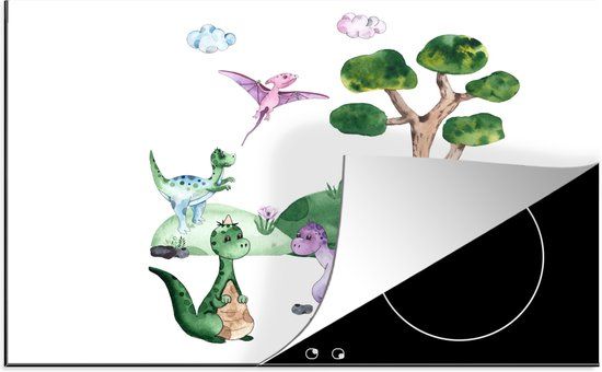 KitchenYeah® Inductie beschermer 77x51 cm Dinosaurus - Inductiebeschermer