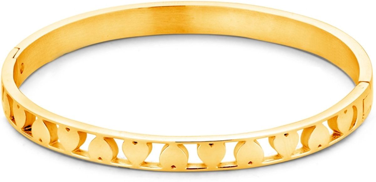 CO88 Collection 8CB-90094 - Stalen bangle met hartjes - one-size - goudkleurig