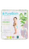 PureBorn NB Essentials Wegwerpluiers van natuurlijk biologisch bamboe voor baby's, maat 6, van 16 tot 20 kg, 20 stuks