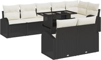 vidaXL Tuinbank - Set - 9 - st - Zwart - Poly - rattan